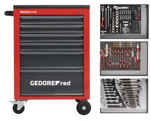 GEDORE red R21560004 Werkzeugsatz im Werkstattwagen MECHANIC rot 129-teilig, 3301673