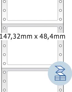 Computeretiketten weiß 147,32x48,4 mm perforiert Papier matt 6000 St.