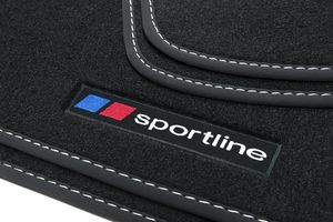 Sportline Fußmatten für BMW 3er F30 F31 M3 Limo Touring Kombi 2012-02/2019, Naht:Silber