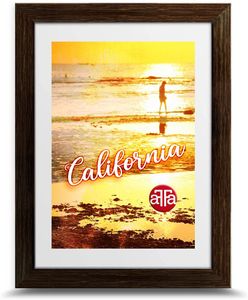 aFFa frames, California, Bilderrahmen aus Kunststoff, Fotorahmen, Rechteckig, mit Acrylglasfront, HDF-Hintergrund, Dunkelbraun, 9x13 cm