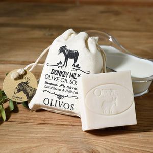 Olivos Olive Oil Donkey Milk Soap 24 Stück á 150ml, feste Handseife mit Eselsmilch, Seife