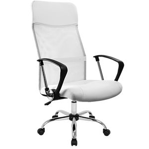 Casaria Bürostuhl Chefsessel »Deluxe« Wippfunktion höhenverstellbar ergonomisch 360° drehbar mit Netzbezug Stoff Drehstuhl Schreibtischstuhl , Farbe:weiß