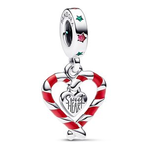 Pandora 792822C01 Charm-Anhänger Zuckerstangen-Herz Weihnachten