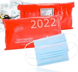 Auto Verbandskasten - Neue Norm 2022 für  -  DIN 13164 - STVO & 2x Maske Erste Hilfe KFZ Verbandstasche Kit First Aid