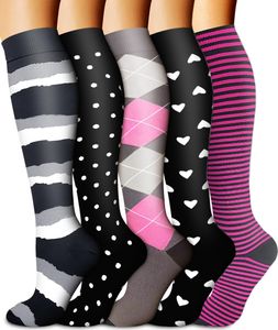 ALSTER HERZ® 5 Paar Damen & Herren Kompressionsstrümpfe Bunt A0521, Alle 5 Farben L/XL