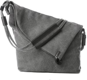 Canvas Umhängetasche Damen Tasche Schultertasche Retro Messenger Bag Shopper Vintage Handtasche Beuteltasche für Schule Reisen Ausgang und Freizeit (Grau)