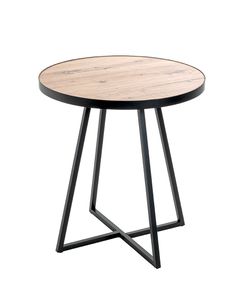 HAKU Möbel Beistelltisch, schwarz-eiche - Maße: H 52 cm x Ø 48 cm; 25445