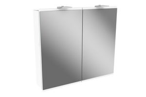 FACKELMANN LED Spiegelschrank LIMA / Badschrank mit Soft-Close-System / Maße (B x H x T): ca. 80 x 73 x 15,5 cm / Möbel fürs WC oder Badezimmer / Korpus: Weiß / Front: Weiß/Spiegel