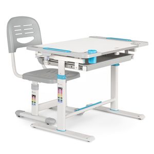 Blumfeldt Tommi XL, súprava detského písacieho stolíka a stoličky, výškovo nastaviteľný stôl a ergonomická stolička, od 4 - 10 rokov
