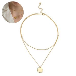 1pcs Halsketten Damen mit verschiedenen Anhängern, Hochwertige  Ketten in Silber, Gold , Multi Layer geeignet (Gold)