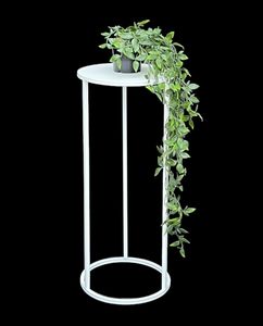 DanDiBo Blumenhocker Metall Weiß Rund 60 cm Blumenständer Beistelltisch 96483 M Blumensäule Modern Pflanzenständer Pflanzenhocker