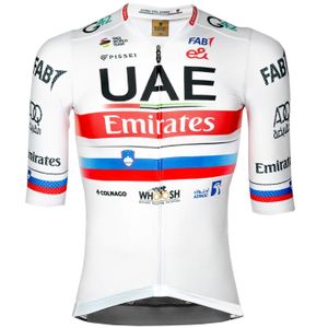 PISSEI Kurzarm Fahrradtrikot - UAE TEAM EMIRATES SLOVENIAN 2024 - Rot/Weiß L