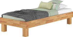 Holzbett breites Einzelbett 100x200 Buche Bettrahmen Futonbett mit wählbarem Zubehör  V-60.87-10ohne Zubehör