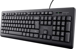 Trust Taro Kabelgebundene Tastatur, Deutsches QWERTZ Layout, Leise Tasten, Spritzwassergeschützt, USB-Anschluss, 1.8 m Kabellänge, PC Tastatur für Computer, Laptop, Mac, Windows, macOS – Schwarz