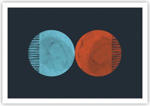 Poster - Poster ohne Rahmen - Abstraktion Blau Rot - 100x70 cm - Wand Bild - Wanddeko - Wandbilder - Kunstposter - Wandposter - Bilder - Kunstdruck - Wanddekoration - Wandbild - P2XAA100x70-4720
