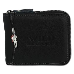 Wild Things Only Echtleder Damen Herren Brieftasche schwarz RFID Schutz OPJ112S