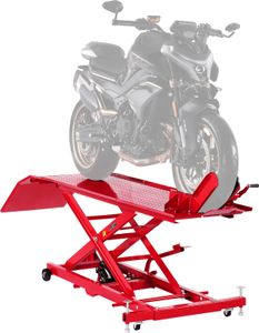 VEVOR Motorradheber Motorradhebebühne Hydraulisch (Max. 787 mm Hubhöhe) Hebeständer Rollbar, Fahrrad-Reparaturständer (453,59 kg belastbar) mit Sicherheitsschloss für Geländefahrzeuge Dirtbikes