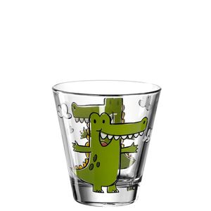 LEONARDO 017900 Detský hrnček Bambini Crocodile, sklo, 215 ml, tvar vhodný pre deti, číry/farebný