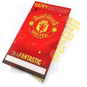 Manchester United FC - Personalizované - Narodeninová karta - kartón TA11748 (jedna veľkosť) (červená/žltá/biela)
