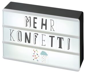 moses. 63105, Happy me LED Lichtbox mit Mini-USB-Anschluss | inkl. 120 Buchstaben, Ziffern und Symbolen, Plastik, Schwarz, 10.5 x 15.0 x 4.0 cm
