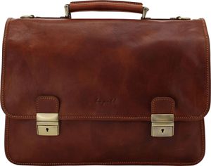 bupell Aktentasche Damaso  aus pflanzlich gegerbtem Leder - Handgefertigt in Italien - Bürotasche Lehrertasche  Marrone (Braun)