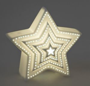 LED Deko Stern D. 14cm weiß aus Porzellan mit Timer Formano W22