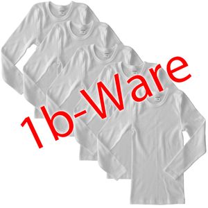 HERMKO 442830 5er Pack Kinder langarm Shirt mit kleinen Fehlern aus 100% Baumwolle, Unterhemd für Mädchen und Jungen, Farbe:weiß, Größe:128