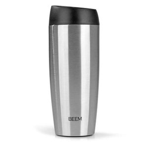 BEEM COFFEE2GO Thermobecher 400 ml Edelstahl Isolierbecher to go Kaffeebecher Heißgetränke 100% auslaufsicher & dicht 4h heiß Travel Mug BPA-frei