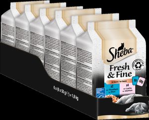SHEBA Portionsbeutel Multipack Fresh & Fine in Sauce mit Lachs und Thunfisch MSC 6 x 6 x 50g