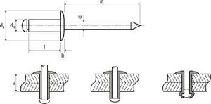 Niet DIN 7337 st/st 3,0 x 5 ZB Cr3+ - Packung mit 500 Stück