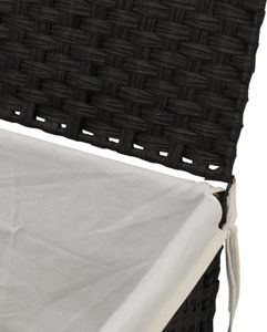 vidaXL Kosz na pranie z pokrywą czarny 55,5x35x34 cm z polirattanu