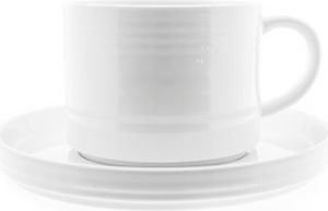 Elegancki zestaw filiżanek do kawy ze spodkiem z białej porcelany 220 ml 12 szt