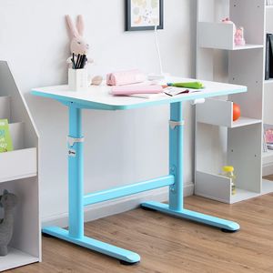 Blau/Rosa Kinder Schreibtisch mit Bücherregal höhenverstellbar neigbar Tisch 