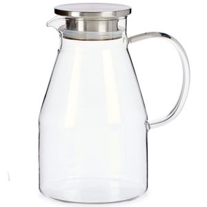 Karaffe aus Glas mit Deckel, mundgeblasen, 1,8 Liter - Wasserkaraffe  - Glaskaraffe