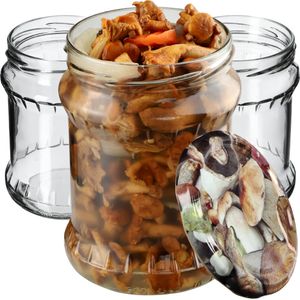 KADAX Einmachgläser mit Deckel "Kisko", Marmeladengläser, Einweckgläser, 500 ml, Pilze, 48 Stück