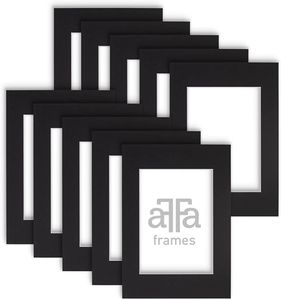 aFFa frames Passe Partout | Minimalistische Bildunterlage zur Anzeige Ihrer Fotos, Poster, Diplome | Karton, Farbe, Schwarz, 40x50 cm | 10 Stück pro Set