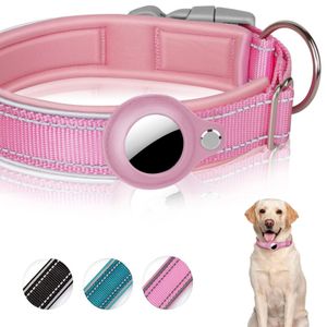 Freetoo Hunde-Halsband AirTag Hundehalsband, AirTag Hund Tracker, Apple AirTag Halsband für Kleine bis Große Hunde，Rosa , Größe M