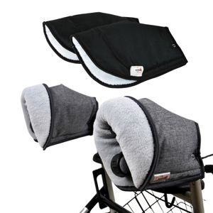 SENIORI Rollator / Rollstuhl HANDWÄRMER Muff Handmuff Handschuhe für Gehhilfe A - Grau + Grau Polar