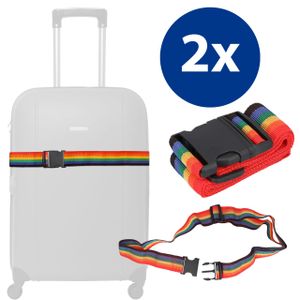mumbi Koffergurte 2 Stück Kofferband Set Gepäckgurt einstellbar besonders bunt & auffällig lang
