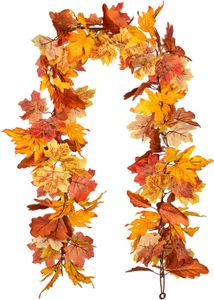 Fall Ahornblätter Girlande, Künstliche Herbst Ahornblätter Ahorn Laub Herbstlaub Blätter für Unterlage Wandbild Türschild Party Hochzeit Weihnachten Deko