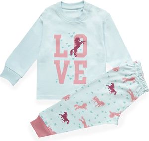 Frogs and Dogs - Kinder - Pyjama - Pferd - Aqua - Love Hearts - Aqua - Größe 104