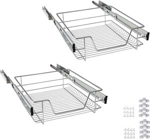 YUENFONG 2 kusy teleskopické výsuvné zásuvky výsuvná police kuchyňská zásuvka police 20kg nosný kuchyňský koš výsuvný (pro skříňky 50 cm)