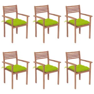 Möbel Cloris - Stapelbare Gartenstühle mit Kissen 6 Stk. Massivholz Teak(3072598)
