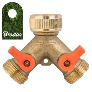 2-Wege Wasserverteiler Messing Gartenschlauch- Wasserhahn- Verteiler 3/4" BR-2234 Bradas 4634