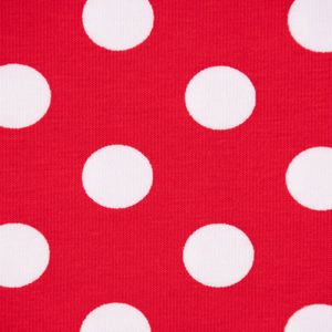 Baumwolljersey Jersey Polka Dots Punkte rot weiß 1,45m Breite