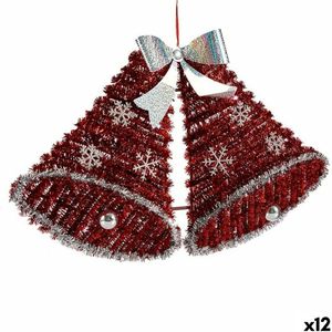Krist+ Weihnachtsschmuck Hängeglocken Lametta LED-Licht White Rot 52 x 31,5 x 7,5 cm (12 Stk.)
