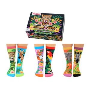 United ODD Socks Damen Socken, 6 Socken Pack - Strumpf, Tiermotive, 37-42 JungleFever