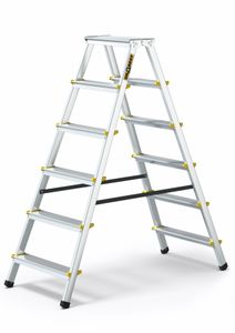 Drabest Doppelseitige Leiter - 8 Stufen, Tragfähigkeit 150kg - Aluminium, Anti-Rutsch-Füße, Trittleiter Alu