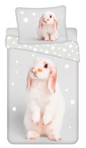 JERRY FABRICS Leinen inklusive Bunny Grey Baumwolle, 140/200, 70/90 cm