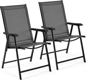 Yaheetech 2er Set Gartenstühle Hochlehner Klappstühle Terrassenstühle mit Rückenlehne&Armlehnen Klappbare Outdoor-Stühle Essstühle bis 150kg Belastbar